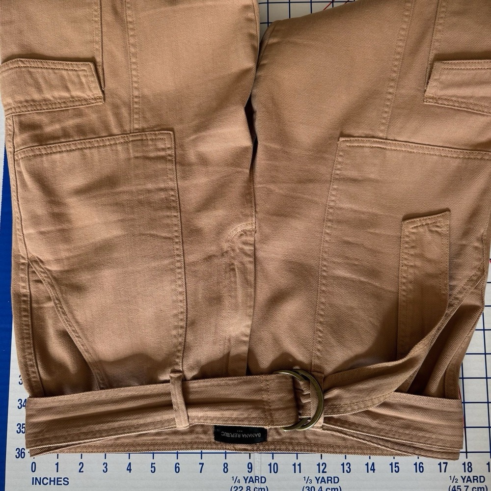 Banana Republic High Rise Tapered Utility Pants Iced Latte 12 Tan Cargo Safari - Picture 10 of 14